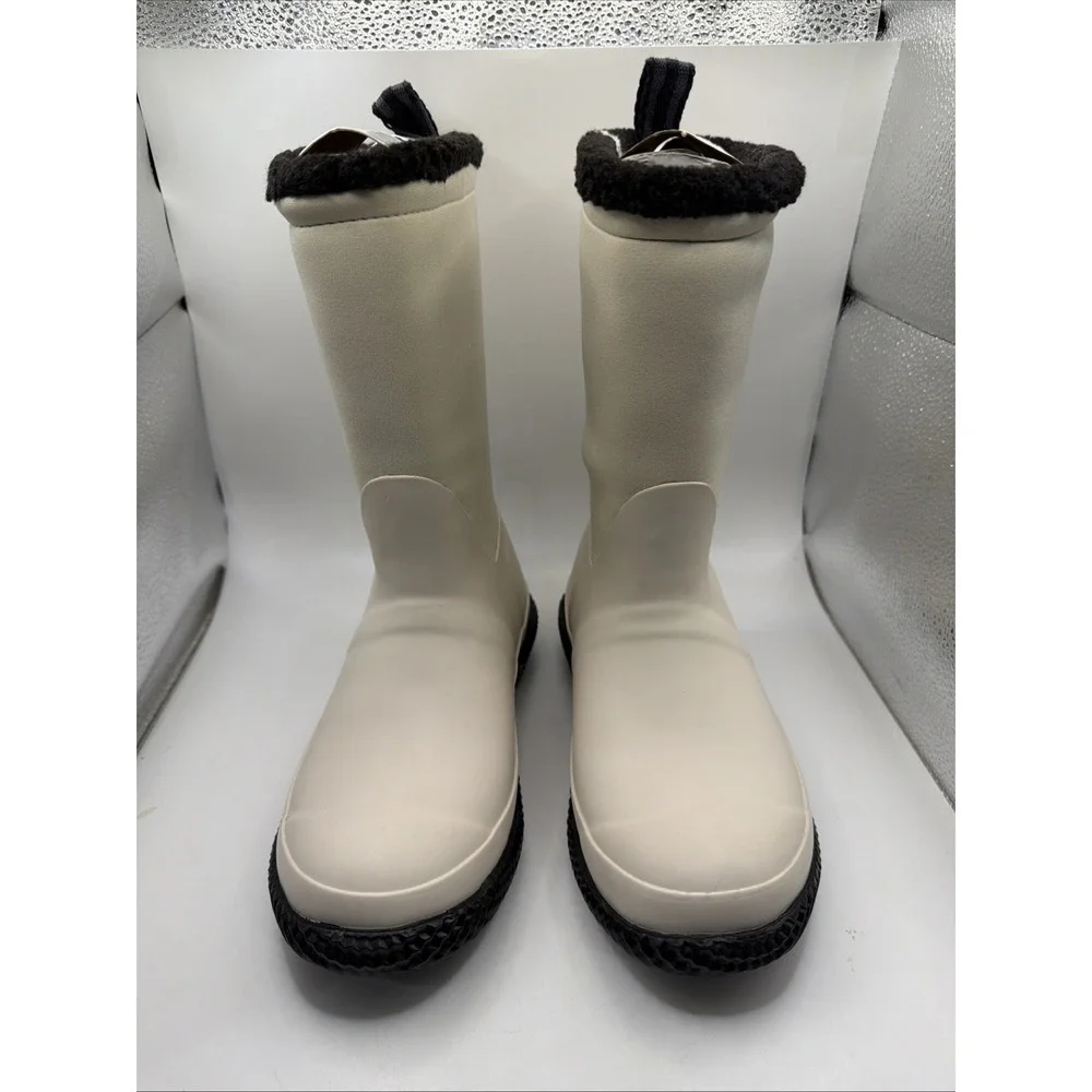 Hunter Women Sherpa White Rubber Fleece‎ Lined Rain Boots. Size 6